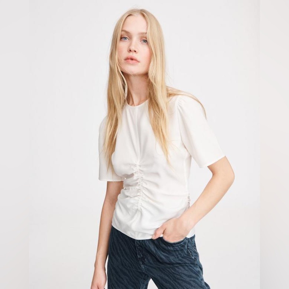 NWT Rag Bone Maris Charmeuse Silk Short Sleeve Top